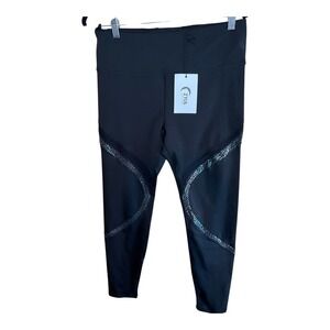 ZYIA Active Black‎ Reflective Serpent Hi-Rise Leggings 28" Womens 8/10
